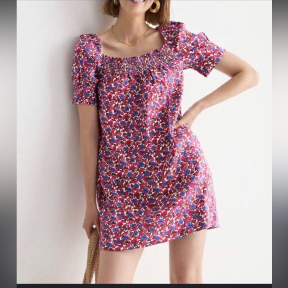 J. Crew Afternoon Linen Dress in Berry Floral